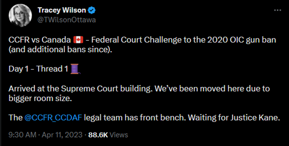 Courtroom Tweets from Wilson - Canadian Coalition for Firearm Rights