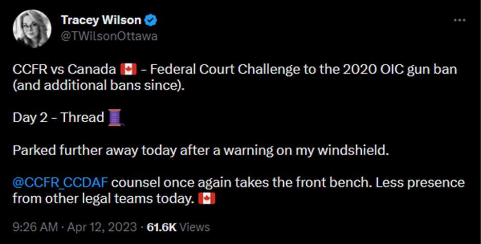 Courtroom Tweets from Wilson - Canadian Coalition for Firearm Rights